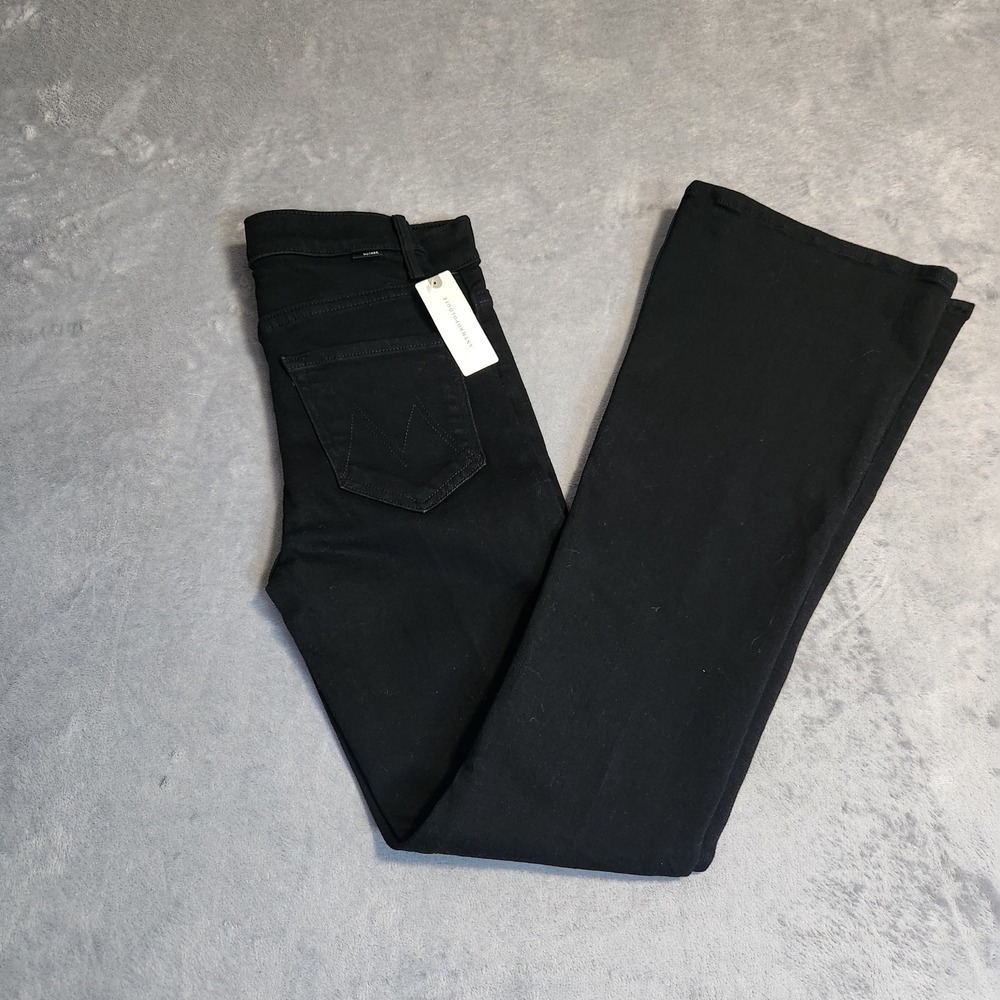 New MOTHER The Weekender Nighty Night Black Flare Jeans 1585-1611 Stretch 24
